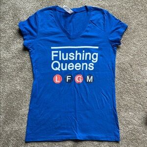 Blue Flushing Queens Graphic Tee size M